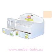 Кроватка диванчик Лисичка с ящиком и бортиком MebelKon 80x190