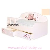 Кроватка диванчик Мишки с ящиком и бортиком MebelKon 80x170