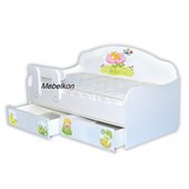 Кроватка диванчик Лисичка с ящиком и бортиком MebelKon 80x170