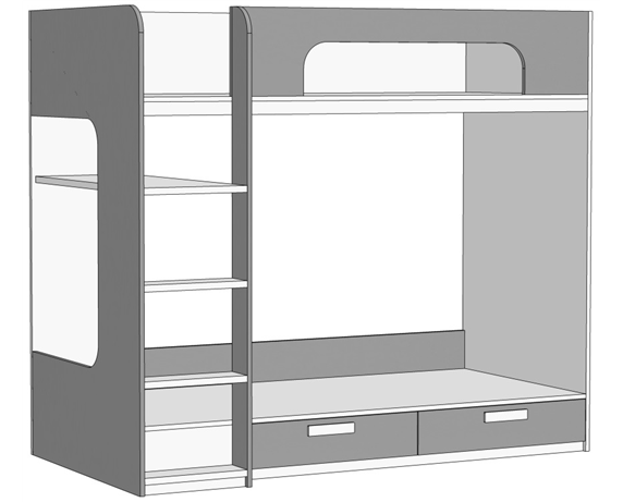 Кровать двухъярусная (схема) Fmebel стандарт