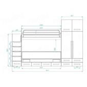 Двухъярусная кровать для взрослых со шкафом Хельсинки-3 Fmebel 140x200, 160x200