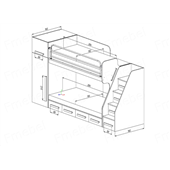 Двоярусне ліжко з шафою Гельсінкі Fmebel 90x200